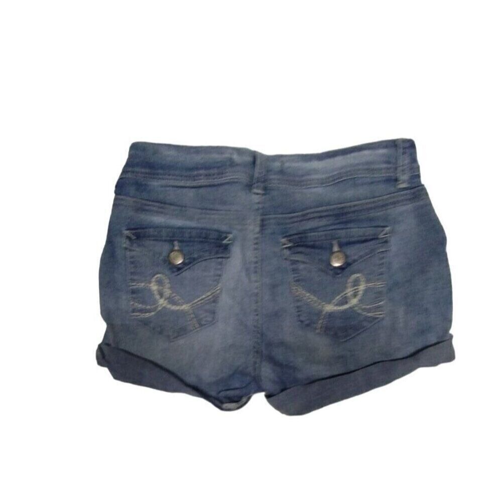 No Boundaries Juniots Denim Shorts‎ Cuffed Pockets Casual Blue Jean Shorts 11 - Picture 3 of 10